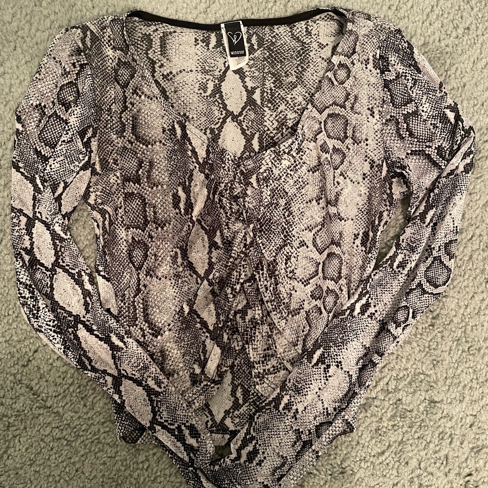 Windsor Snake Skin Deep V crop top